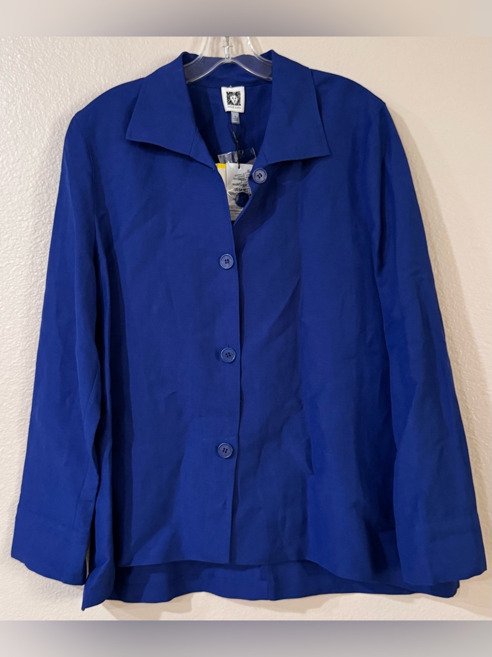 Anne Klein Linen Blend Blazer Shacket Jacket Magritte Cobalt Blue NWT Medium